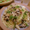 サンマ干物とぶなしめじのパスタ