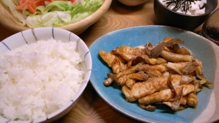 鳥ササミの照り焼き、ヤマトイモ、サラダ