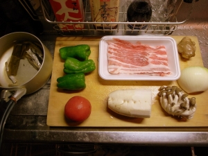 豚肉の生姜焼き：材料