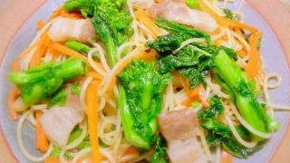 菜の花と豚肉のパスタ