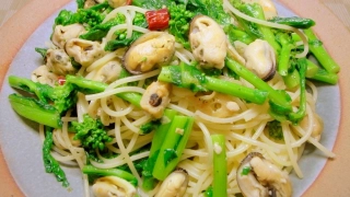 菜の花とムール貝のパスタ【満腹必至】