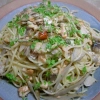 ハラスとゴボウとマイタケのパスタ