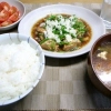 鳥胸肉のやわらか煮、エビから揚げの味噌汁