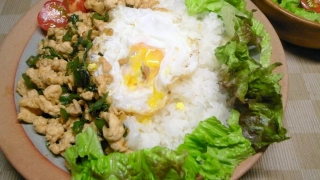 鶏肉のバジル炒めご飯