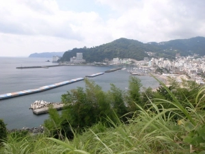 海水浴場と港