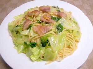 塩豚とキャベツのパスタ