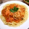 鶏もも肉のトマト煮パスタ