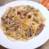 豚タンと舞茸のパスタ