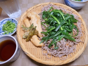 ニラ蕎麦と天ぷら