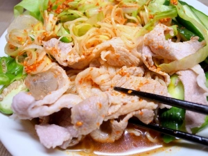 茹でた豚肉はサッパリ