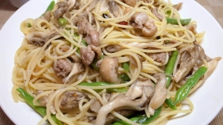 合鴨と舞茸のパスタ
