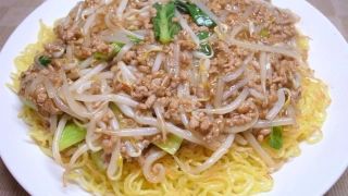 挽肉ともやしのあんかけ焼きそば・大盛り
