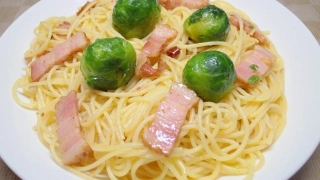 芽キャベツとベーコンのパスタ
