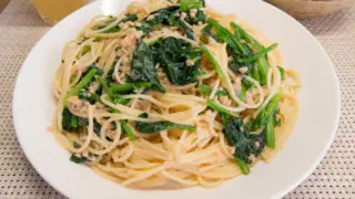 明太子とほうれん草のパスタ