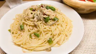 大豆と青唐辛子のパスタ