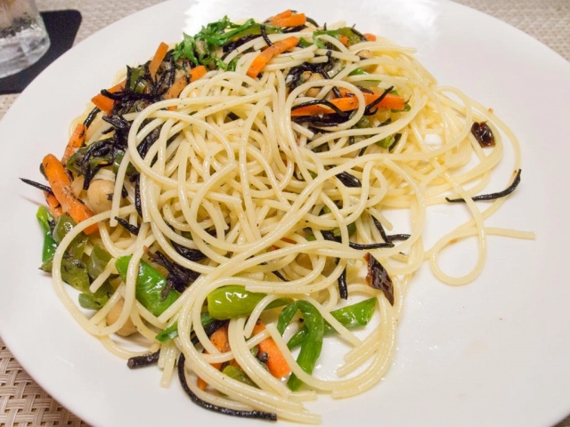 ひじきと青唐辛子のパスタ２
