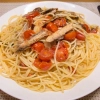 焼き秋刀魚とミニトマトのパスタ