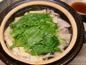 豚バラ肉と水菜の鍋