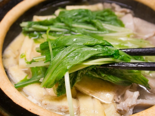豚バラ肉と水菜の鍋１