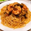 赤エビと茄子のトマトソースパスタ
