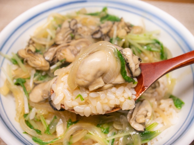 牡蠣と水菜のあんかけ丼1