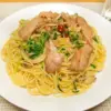 焼豚と豆苗の中華パスタ