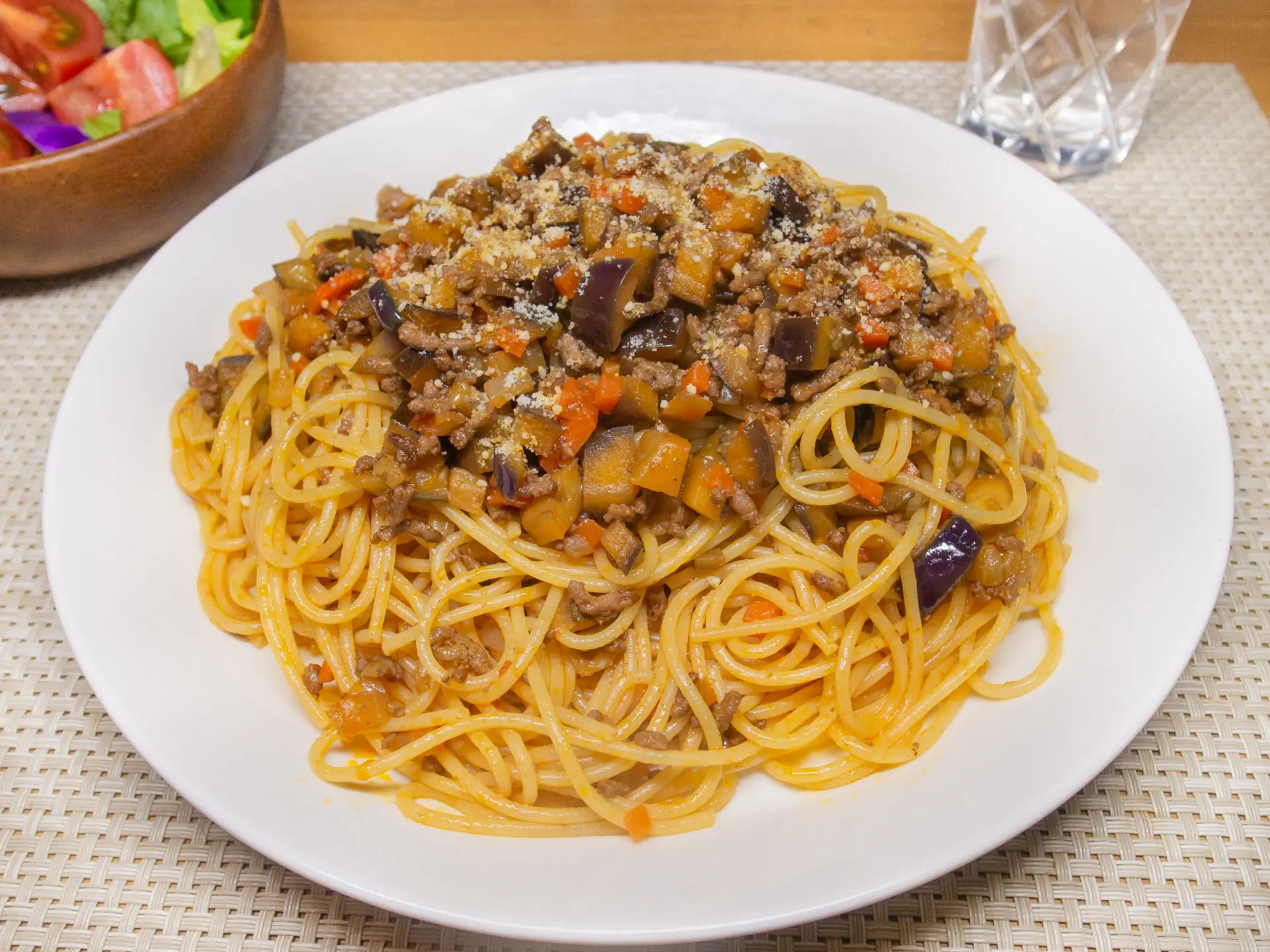 茄子と挽肉のパスタ