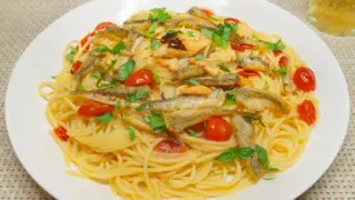 ハゼとミニトマトのパスタ