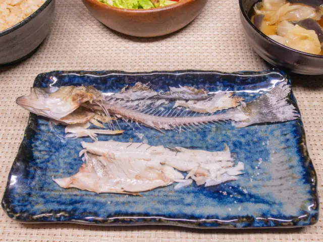 多摩川で釣ったセイゴの塩焼き２