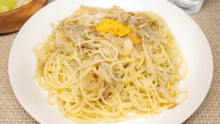 ちりめんじゃことごぼうの柚子増し柚子胡椒パスタ