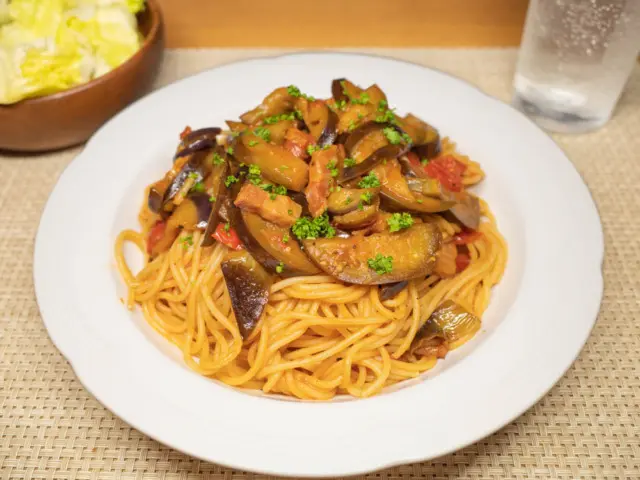 茄子とパンチェッタのパスタ