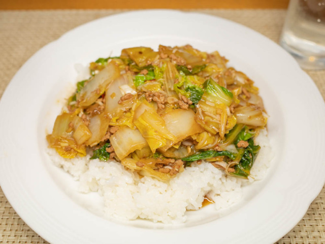 豚挽肉と白菜のあんかけご飯