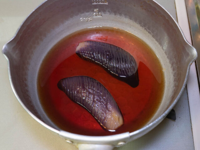 茄子が煮えた写真