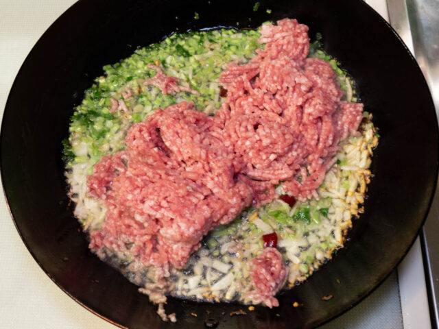 ひき肉を加えた写真
