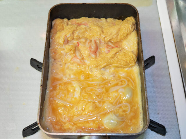 卵液が半熟になった写真