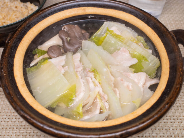 豚バラと白菜と平茸の鍋