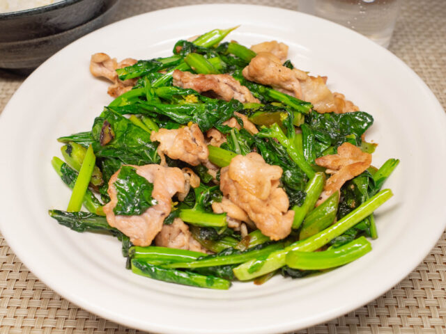 かき菜と豚肉の炒めもの