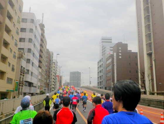 出た！東京マラソン後半の難所「佃大橋」